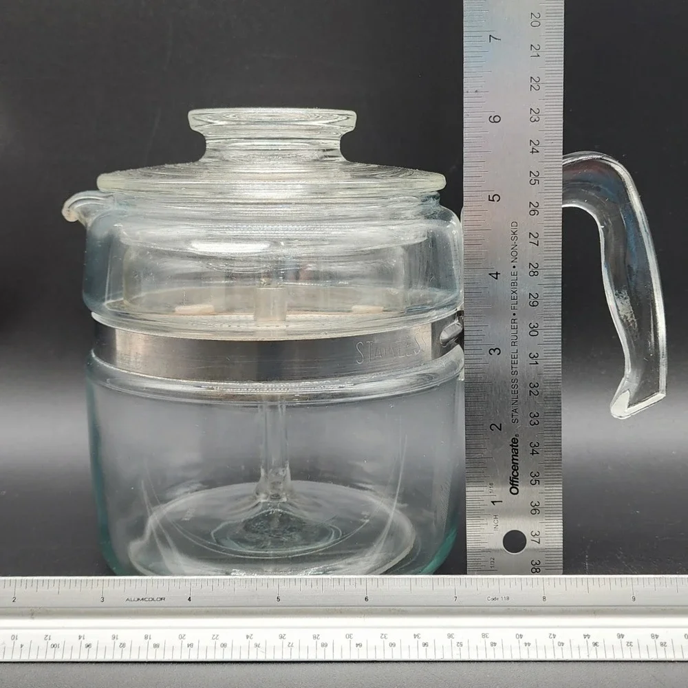 Pyrex 4 Cup Clear Glass Percolator 7754 Vintage MCM Stovetop Coffee Pot Complete